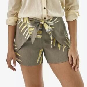 Patagonia Wrap Shorts Palms My Heart Sz XL Tan Hemp Tie